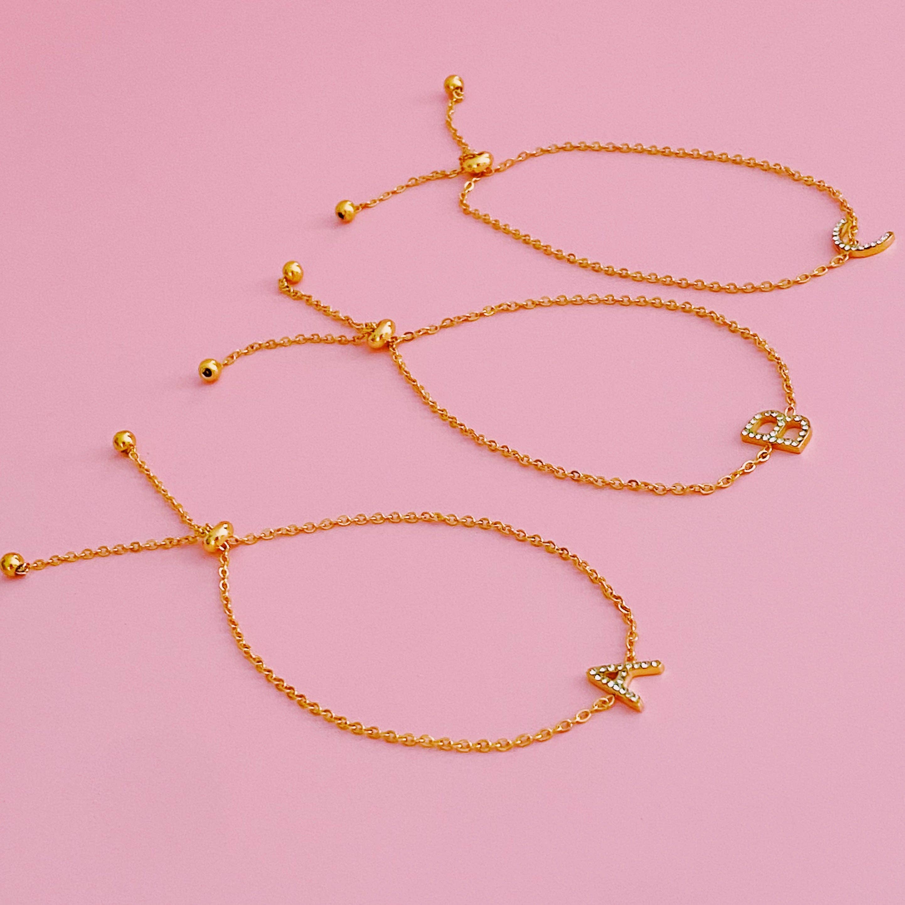 Ellison+Young - Wholesale Charm/Dangle Bracelet - Dainty Sparkle Initial Bracelet20