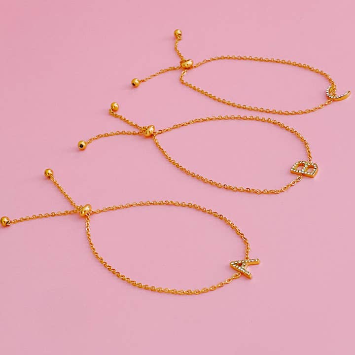 Ellison+Young - Wholesale Charm/Dangle Bracelet - Dainty Sparkle Initial Bracelet20