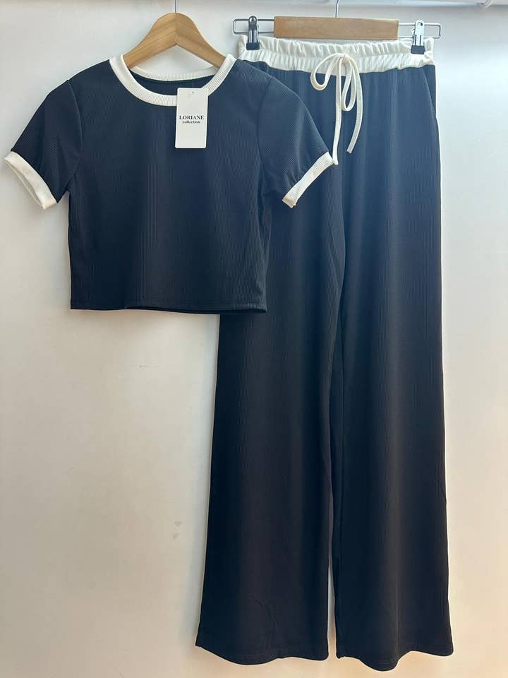 LORIANE – Engroshandel Loungesæt - Dame – LORIANE sæt med stribet top og bukser i one size9