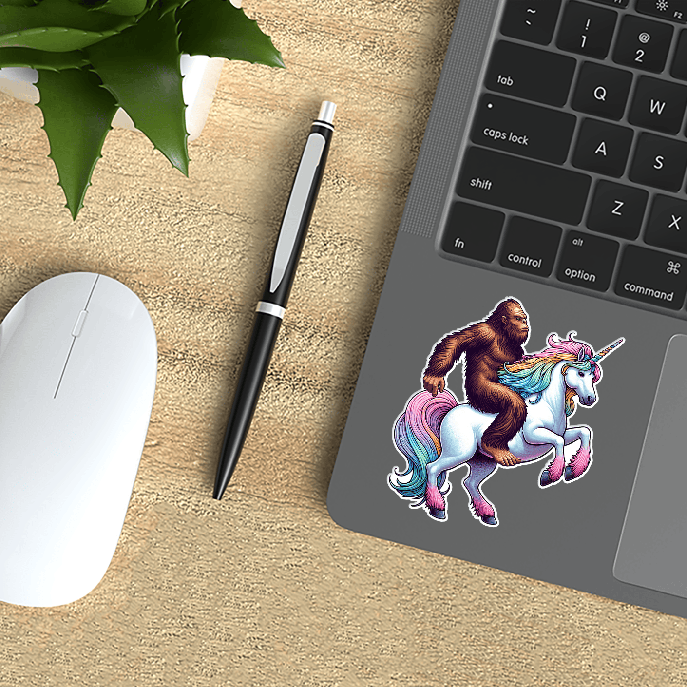 Sticker Atlas - Wholesale Sticker - Bigfoot op een eenhoorn sticker4