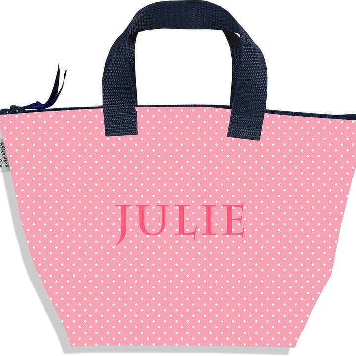 Mala de mão para rapariga com fecho e pequenos bolinhas rosa por atacado de BISTRAKOO