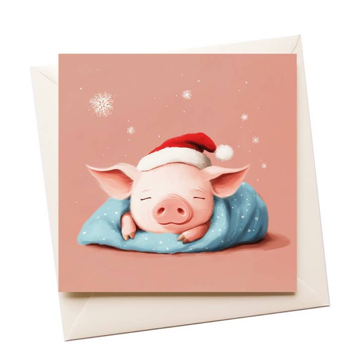 Pig in Blanket Graphic Christmas Card for wholesale by Artificial Ink