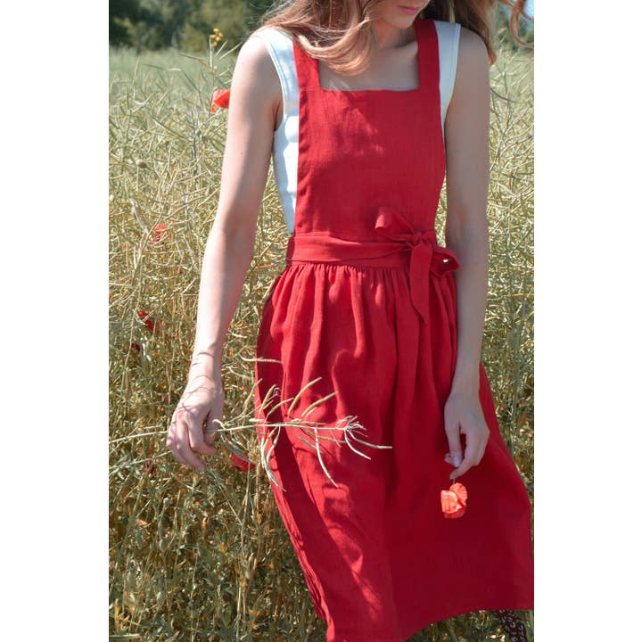 Matrinna - Wholesale Apron - Pinafore Apron, Aprons for Women, Cross Back Apron, Apron With Pockets, Pinafore Dress, Japanese Apron, Garden Apron, Red Apron Women4