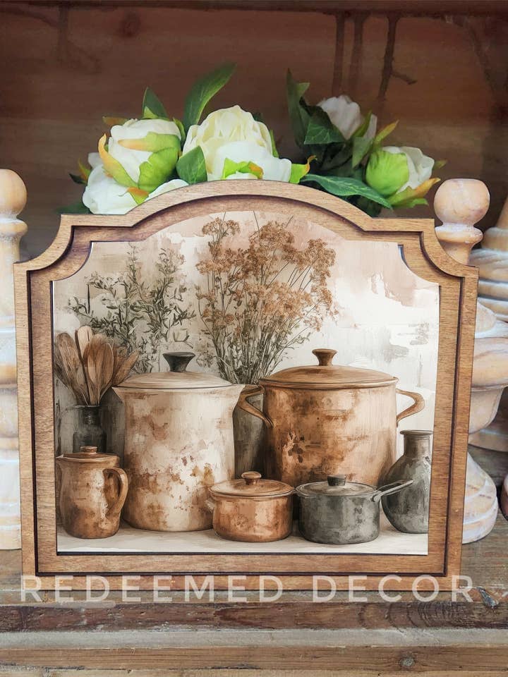 Provincial Copper Pots Framed Art for wholesale by Redeemed Decor