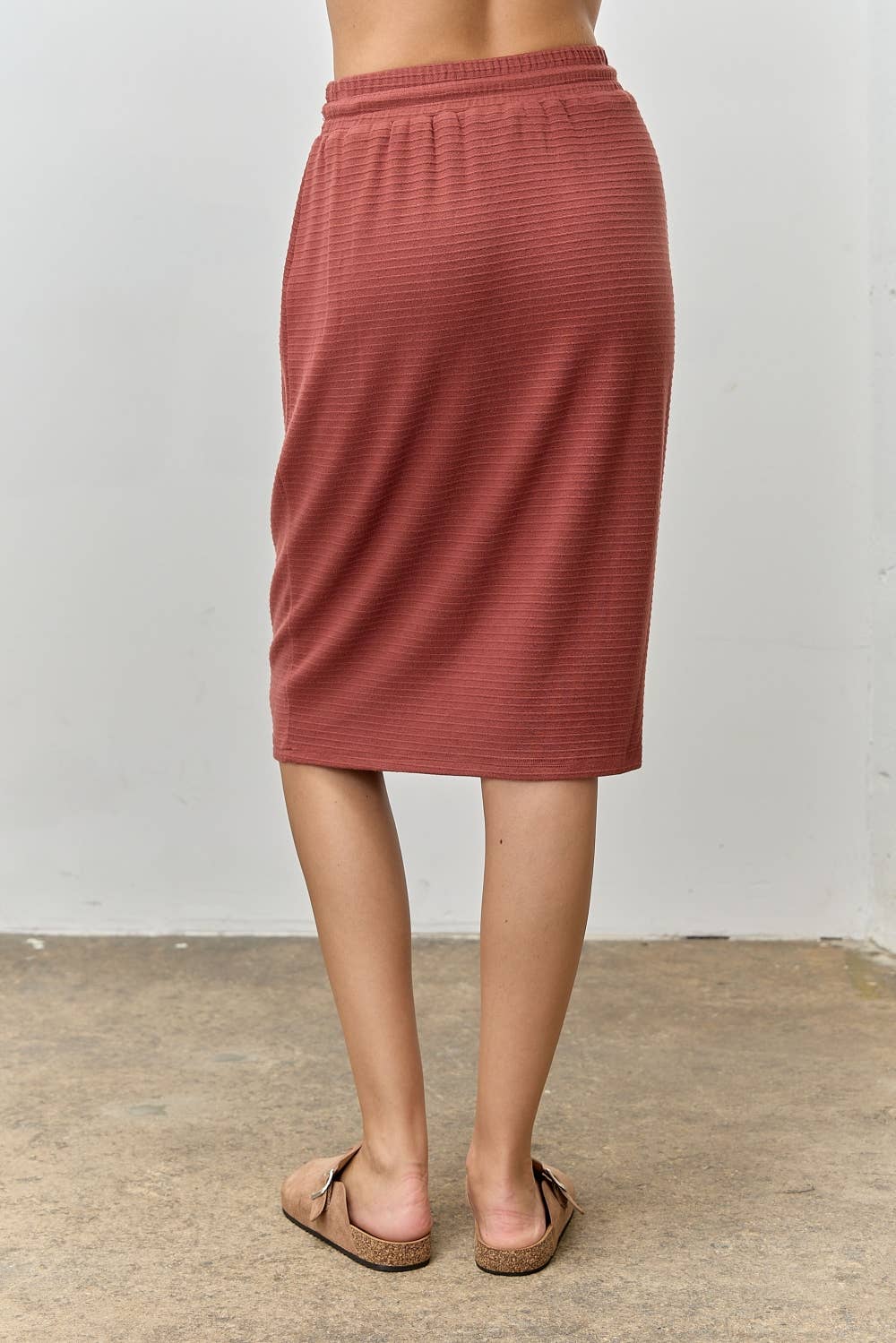 Polagram by Wellmade USA - Vente Jupe – femme - JUPE MIDI EN MAILLE RAYÉE H LINE2