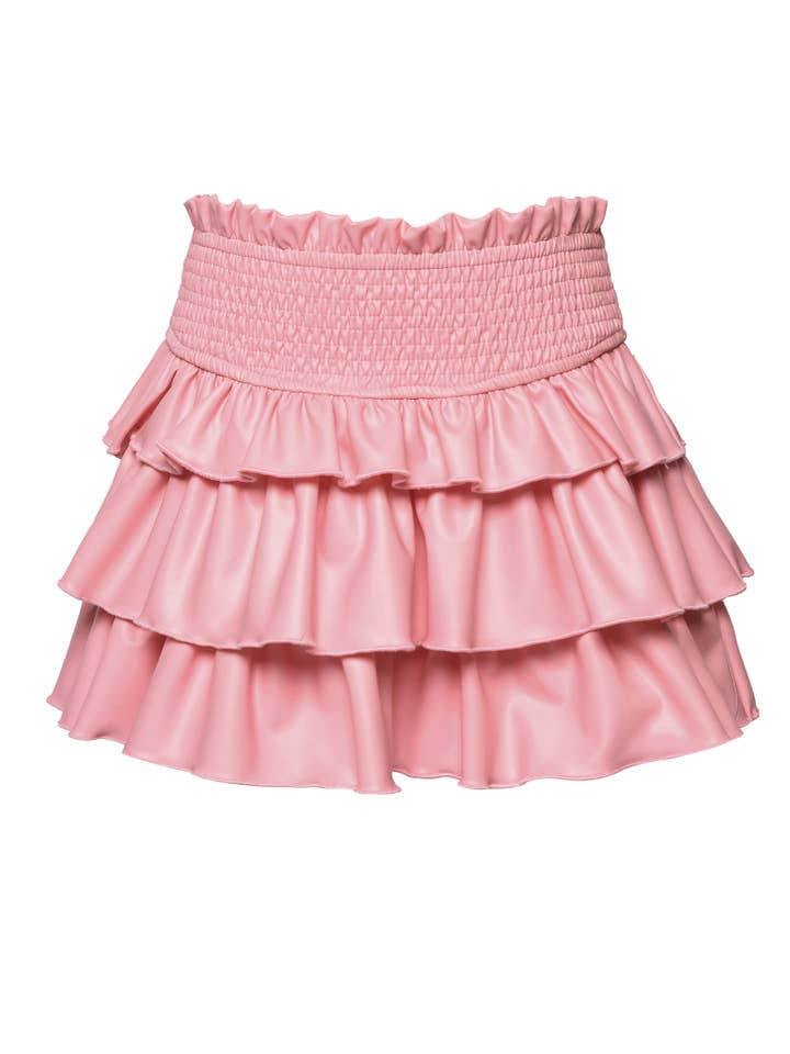 VEGAN LEATHER TIERED MINI SKIRT for wholesale by Hannah Banana , Baby Sara