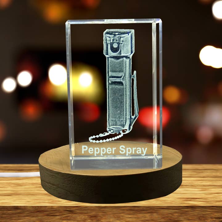 Self-Defense Pepper Spray 3D Crystal Engraved Gift for wholesale by AB Crystal Collection