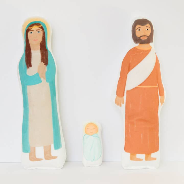 Mary & Joe on the Go: Mary, Jesus & Joseph Plushes for wholesale by Friends of the Faith