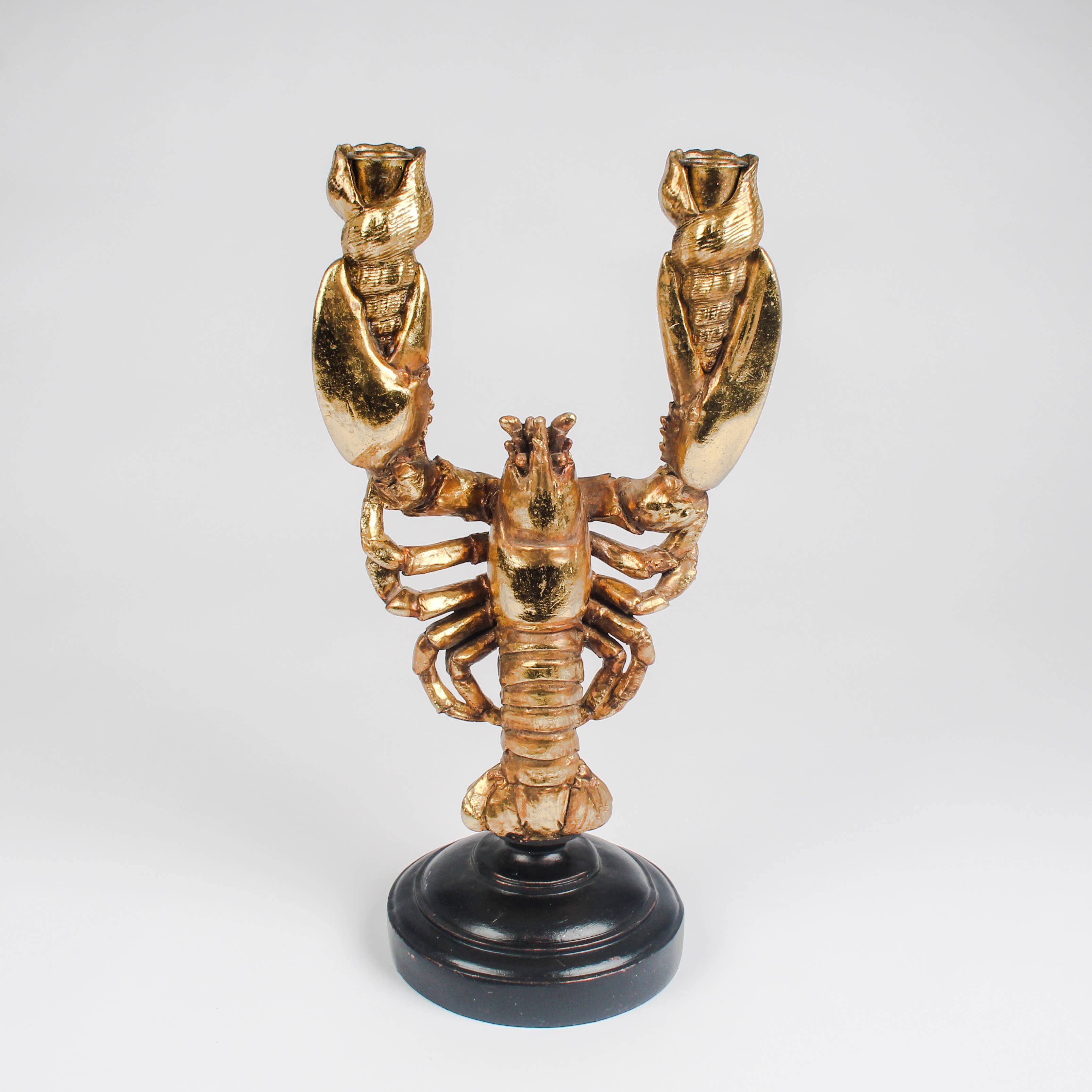 Originals International Ltd - Venta al por mayor Candelabros - Candelabro con figura de langosta en acabado dorado metálico1