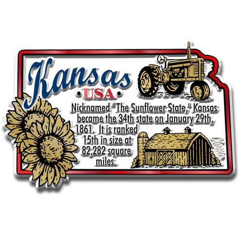 Kansas Information State Magnet Made in USA for wholesale by 7 Star