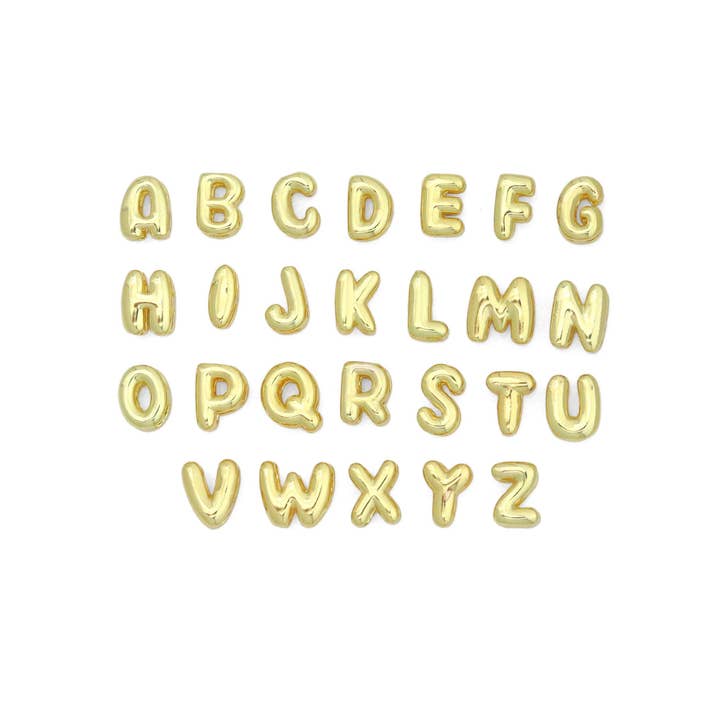 BestBeads&Beyond - Wholesale Individual Charm/Pendant - Gold Silver Cute Bubble Initial Charm, Alphabet Name Letter Charm,sku#LD700