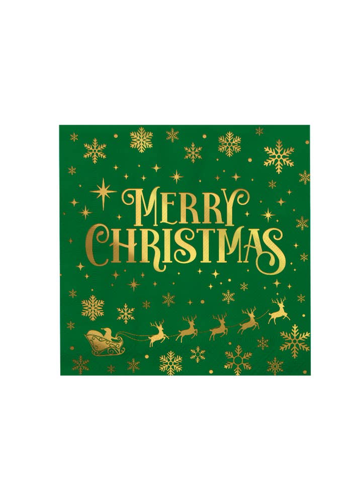 Napkins - Merry Christmas green for wholesale by PD Party