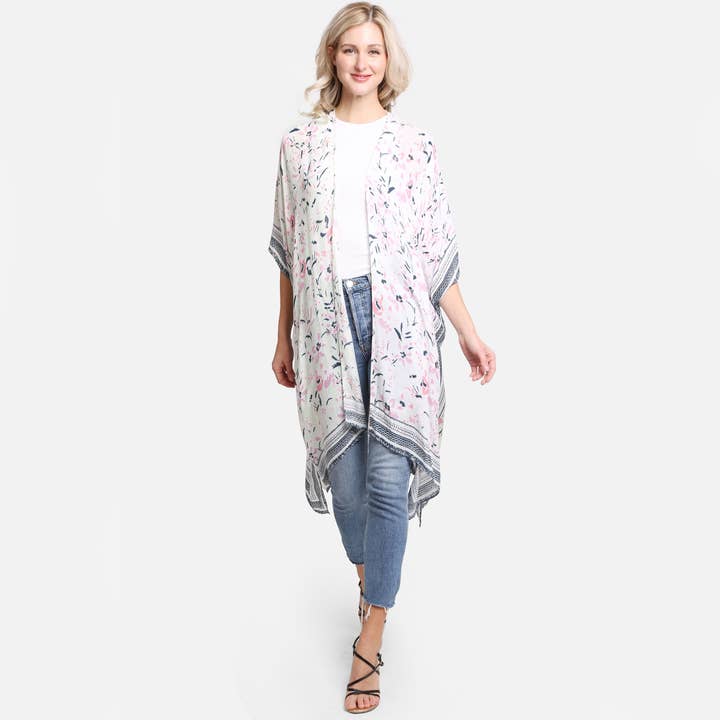 Hana - Vente Kimono – femme - Kimono d'été à imprimé floral multicolore16