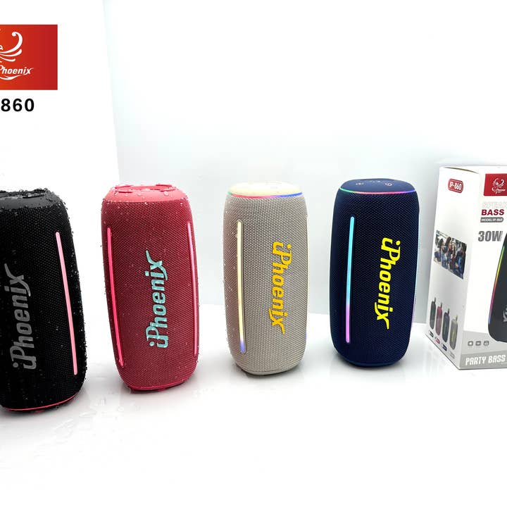 Haut-parleur portable IP-860 Lumières LED 12 heures USB/SD/AUX 3600mAh pour la vente par iPhoenix Technology Corporation