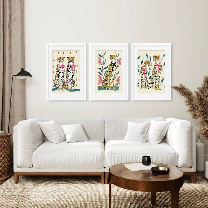 Art Lane - Wholesale Art Print - Funny Leopard Poster. Modern Wall Art Print. Beige & Pink