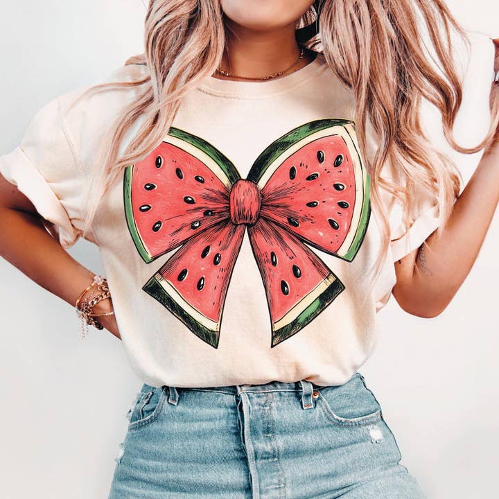 Watermelon Bow Tee,Watermelon Season Tee, Watermelon Sweater for wholesale by NVC Ecommerce LLC