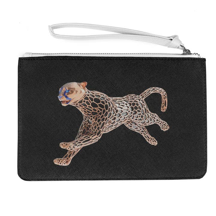 Cheetah vegan leather clutch bag for wholesale by Marokka Design