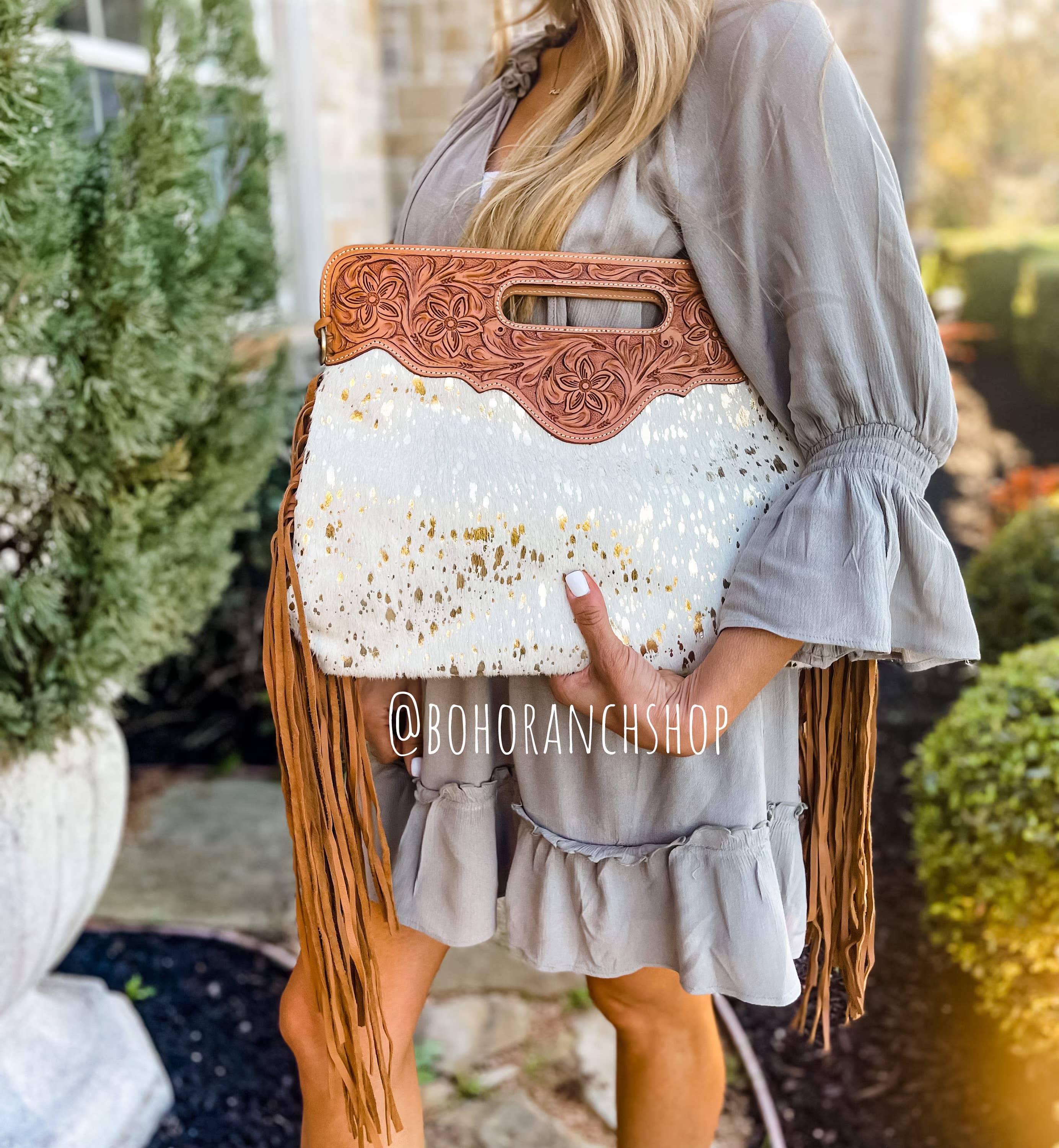 Boho Ranch Shop - Wholesale Crossbody Bag - Women's - The Maggie - Hand Tooled Leather Cowhide Crossbody Purse Bag3
