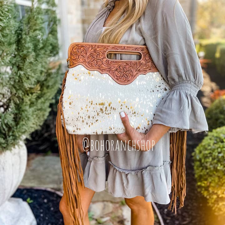 Boho Ranch Shop - Wholesale Crossbody Bag - Women's - The Maggie - Hand Tooled Leather Cowhide Crossbody Purse Bag3