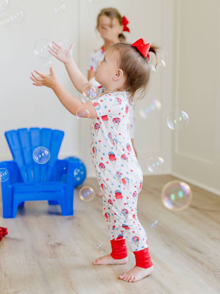 Red, White and Blue Snowcones Zipper Onesie for wholesale by Sweet Bay Clothing