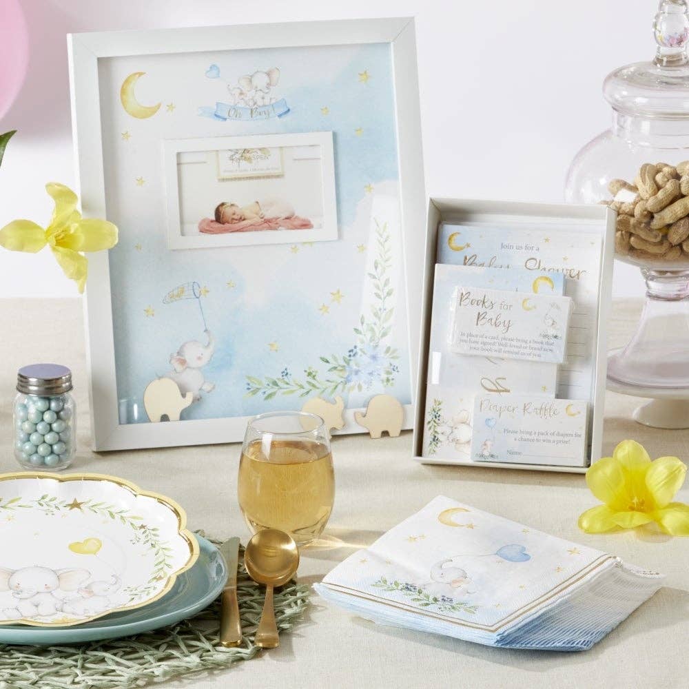Kate Aspen – Großhandel Einweg-Serviette – Elefant Baby Shower 2-lagige Papierservietten — Blau (30er-Set)3