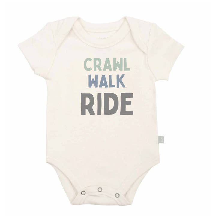 baby organic graphic bodysuit |crawl walk ride for wholesale by Finn + Emma
