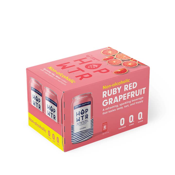 HOPWTR - Wholesale Sparkling Water - HOP WTR - Ruby Red Grapefruit Sparkling Hop Water (12-Pack)