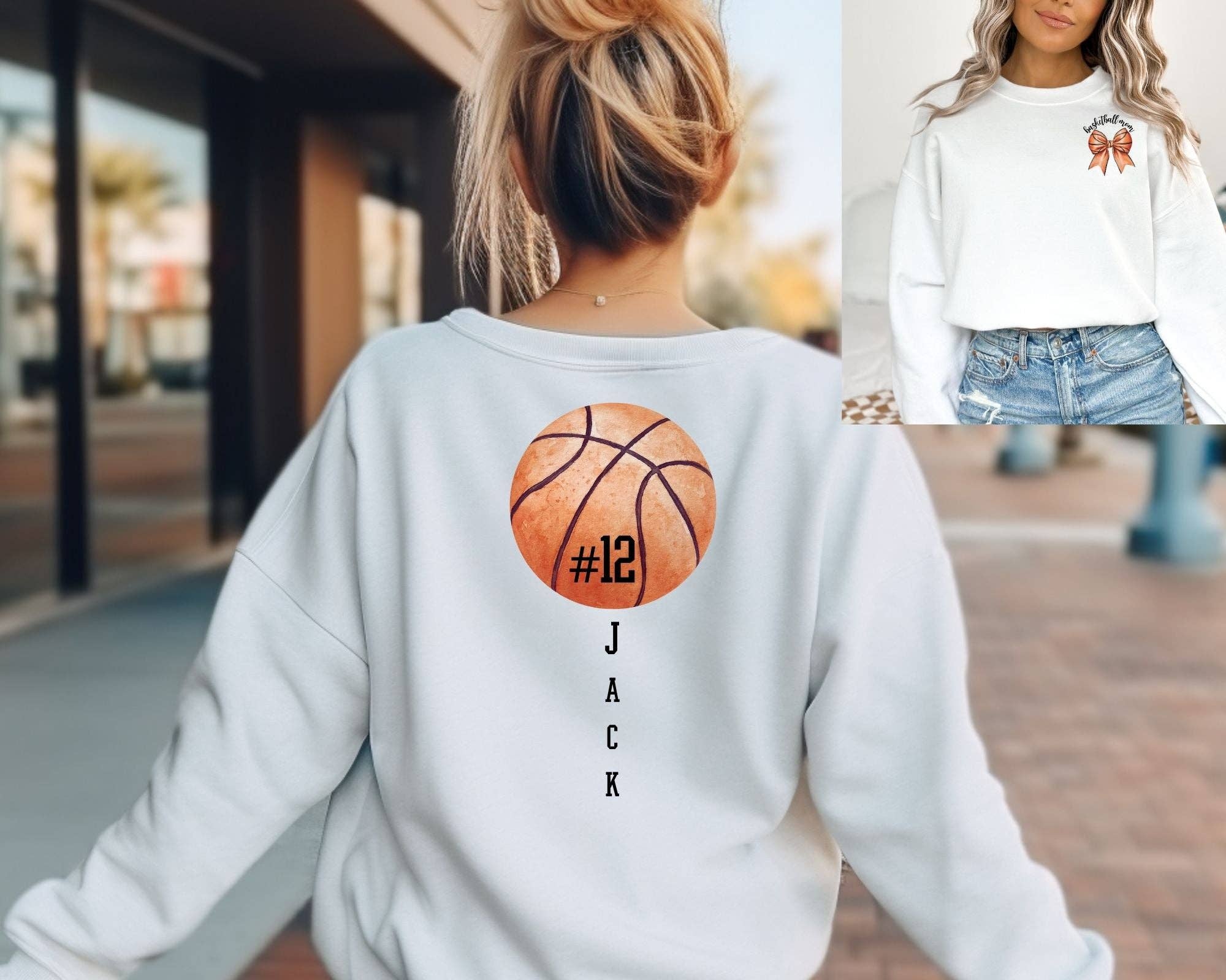 La Bella Rose Boutique - Wholesale Graphic Sweatshirt - Women's - Custom Basketball Mom Crew Sweatshirt Sports Sweater Gift