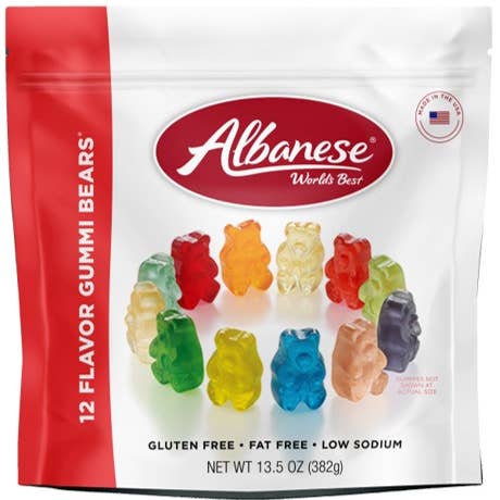 Albanese 12 Flavor Gummy Bears Peg Bag 13.5 oz for wholesale by Shop The King