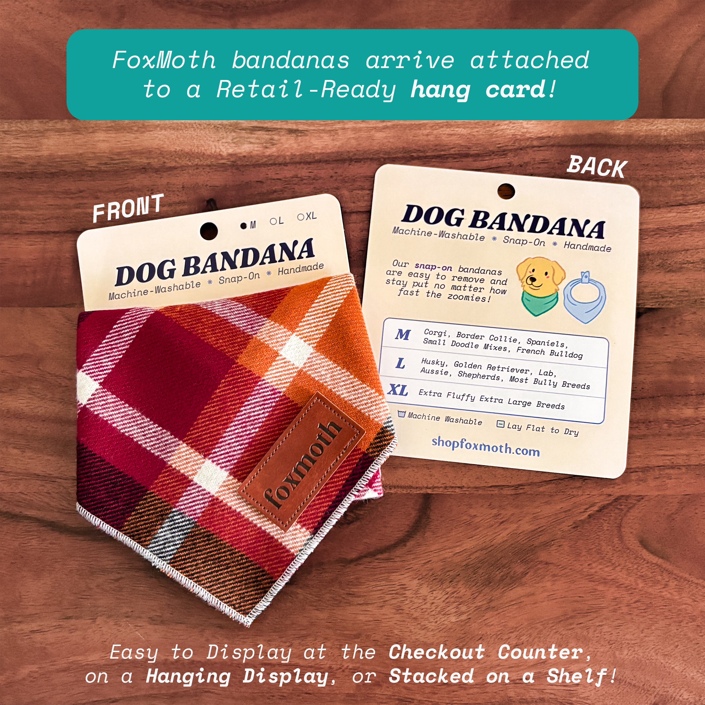 FoxMoth - Vente Bandana – chien - Plaid Érable | Bandana pour Chien à Pression | Automne, Chute, Flanelle2