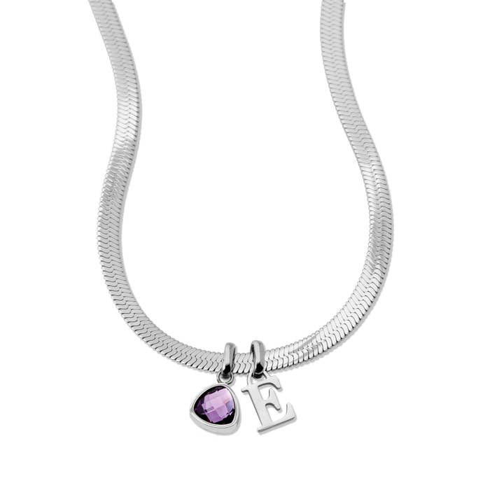 Bogstav & fødselssten slangehalskæde sølv for engroshandel hos DUCETT