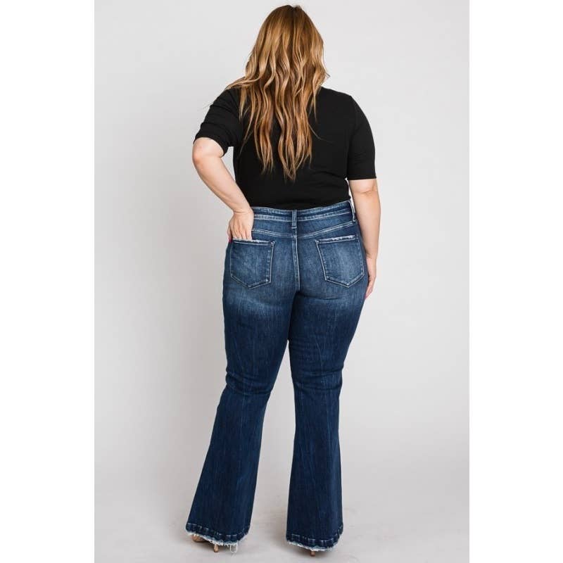 DARK Plus - Mid Rise Stretch Flare With Trouser Hem for wholesale on Faire3