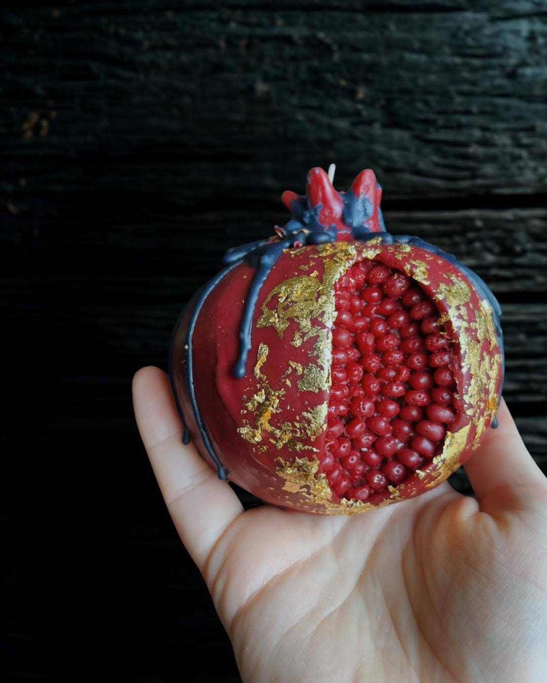 Beauty and the Moon - Wholesale Novelty candle - Persephone Beeswax Ritual Candle with Pomegranate Art
