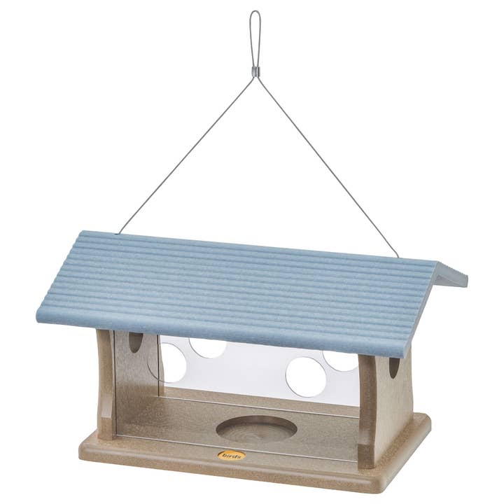 Bluebird Feeder in Taupe and Blue Recycled Plastic for wholesale by Birds Choice