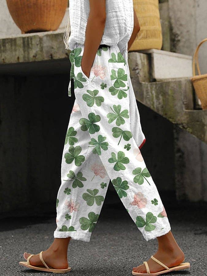 Chicto – wholesale Pants – Women's – Comfort Loose Printed Trousers