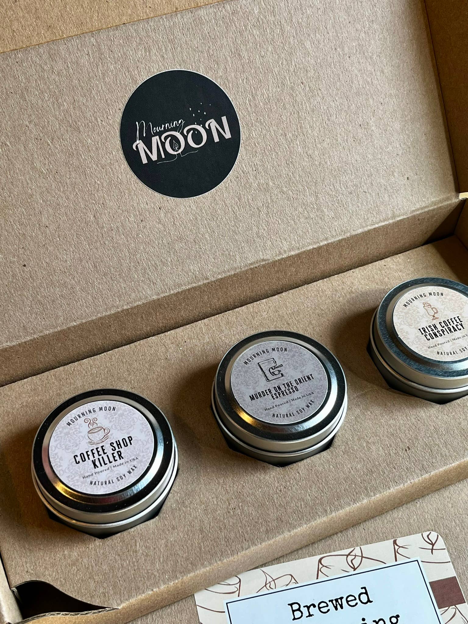 Mourning Moon Candles - Wholesale Travel Candles - 'Brewed Awakening' Mini Candle Gift Box3
