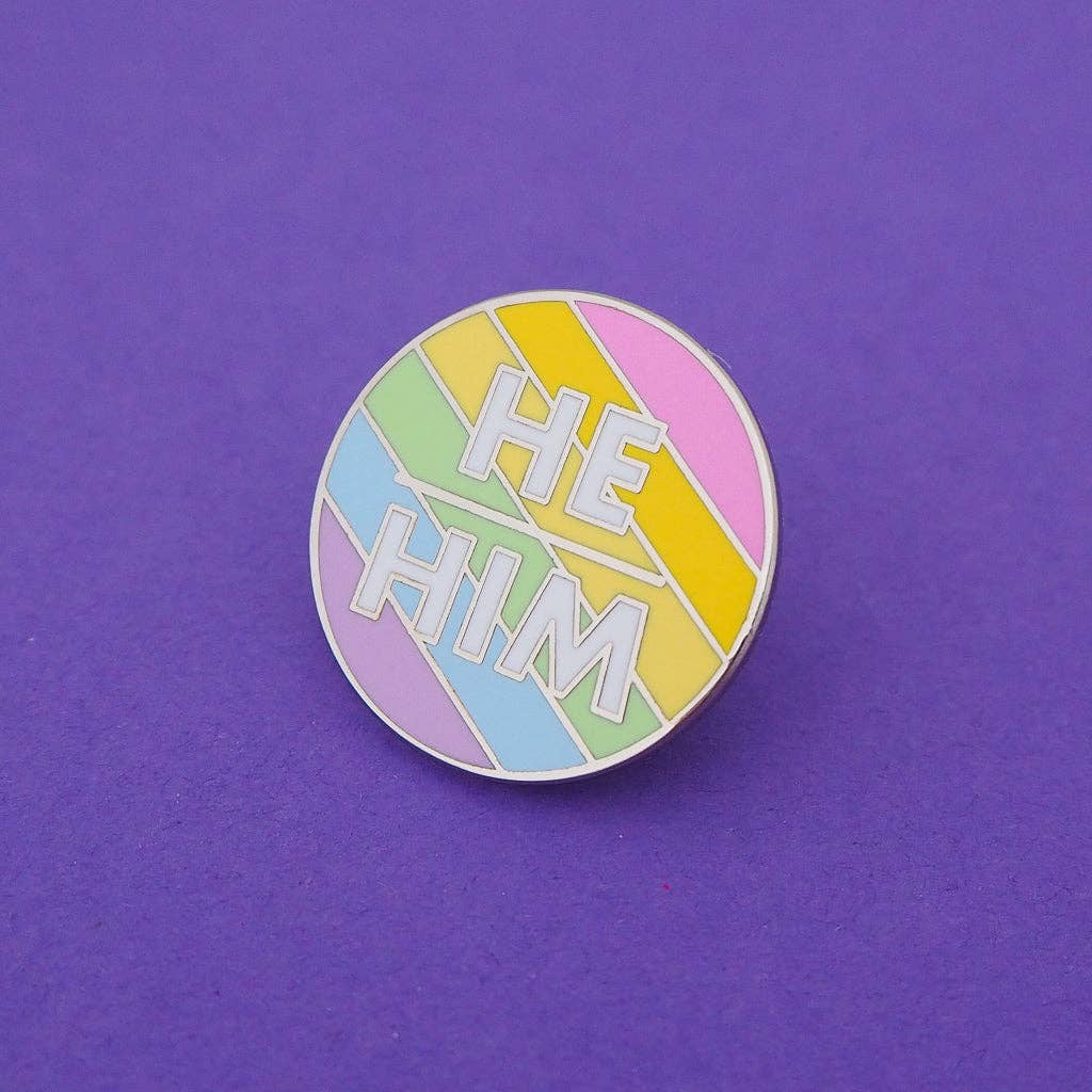 Hand Over Your Fairy Cakes - Wholesale Lapel Pin/Button - He/Him Enamel Pronoun Pin