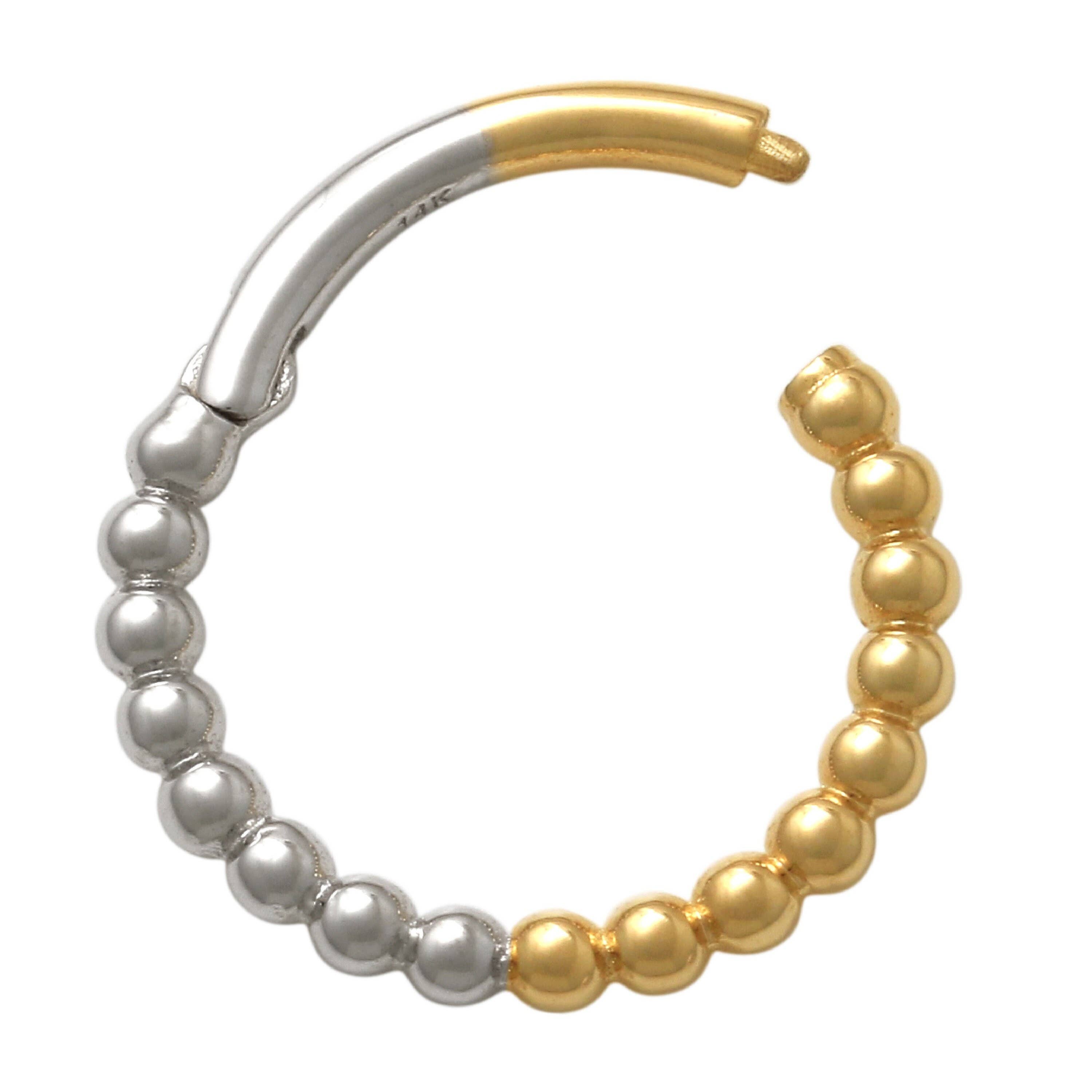 Zahav Jewelry - Wholesale Hoop Earrings - 14kt Solid Gold 2-Tone Septum Clicker Hoop 10mm #22