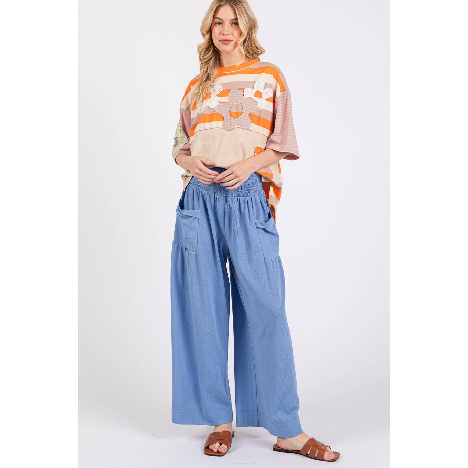 Sage + Fig - Vente Pantalon – femme - PANTALON LARGE DÉCONTRACTÉ À SMOCK (SP7105)8