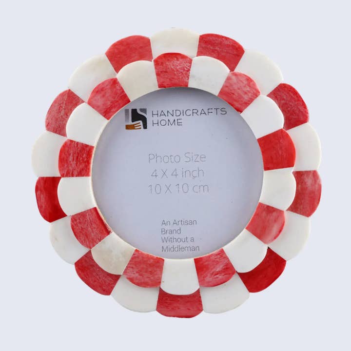 Picture Frames Scalloped Pattern Bone Inlay Collection,Red for wholesale by Muqeem & Brothers