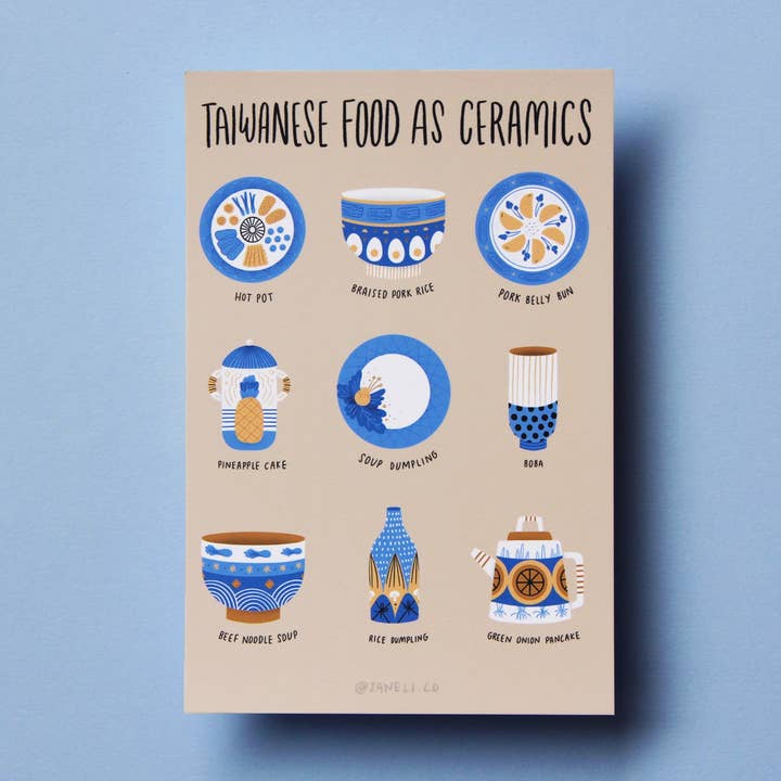 Taiwanese Foods As Ceramics Postcard / Mini Print for wholesale by JaneLi.Co