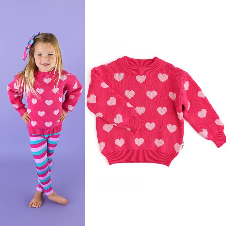 Gigi and Max - Vendita all'ingrosso Maglione tricot - Bambini - Maglione Cuore Rosa San Valentino Cuore Rosa Chiaro