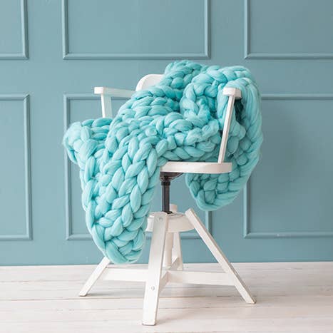 woolexperts – wholesale Throw blanket – Chunky knit blanket 100% merino wool arm knit30x50"-80x130cm7