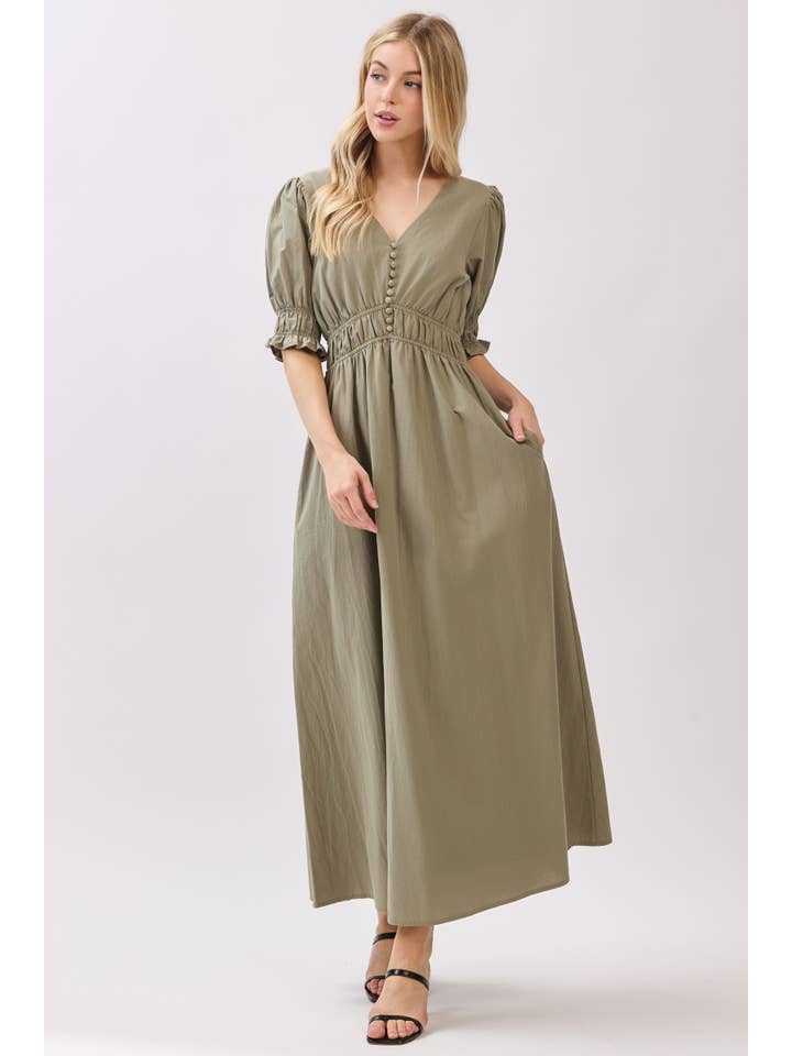 Calista - Wholesale Dress - Women's - FITTED AT BODICE WITH AN A LINE MAXI DRESS - VD62162