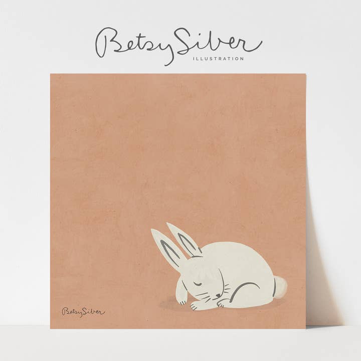Sleepy Bunny Art Print for wholesale by Betsy Siber, Illustration