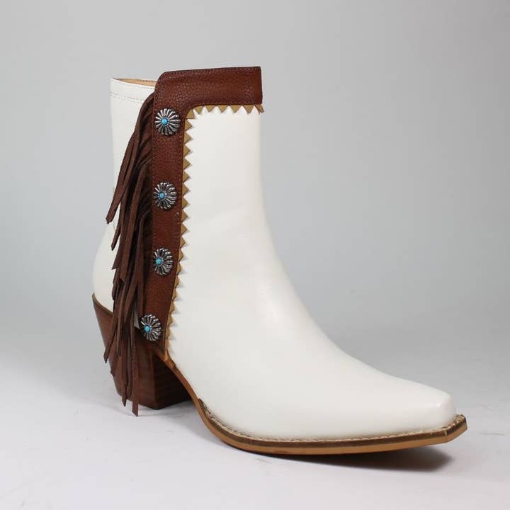 Mars Sky Shoes Wholesale - Wholesale Booties - Women's - Arider Girl GIZELLE Women Fringe Chunky Heel Ankle Booties