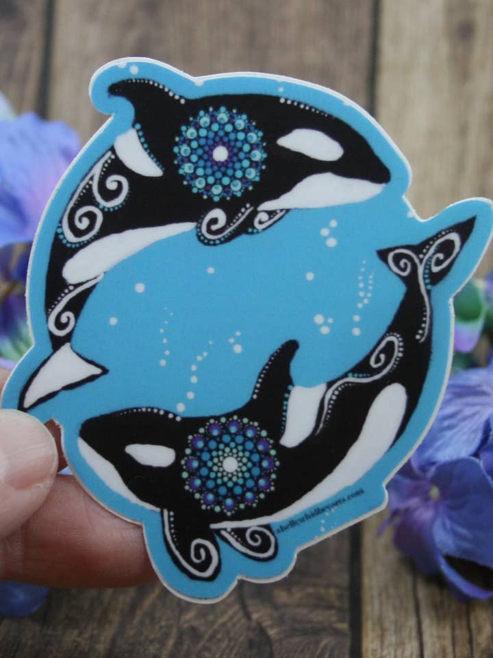 Orca Dot Mandala Sticker for wholesale by Shelly Whidbey Arts