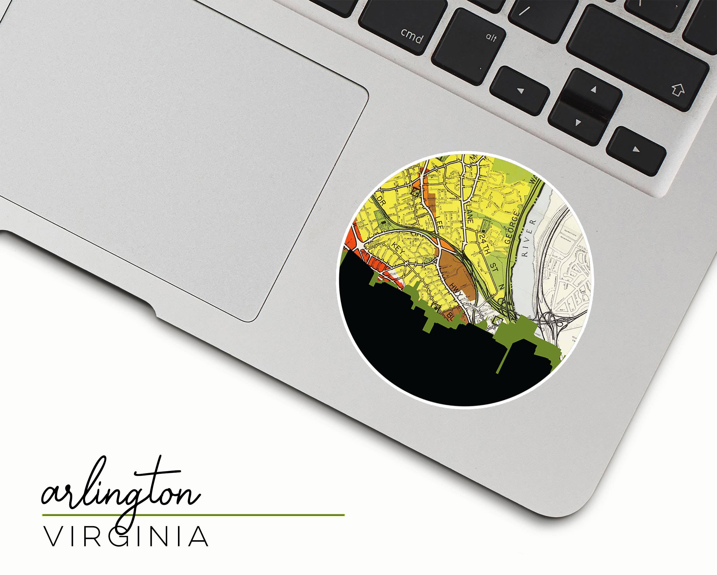 Paperfinch Design - Wholesale Sticker - Arlington Virginia city sticker | Arlington map and skyline0