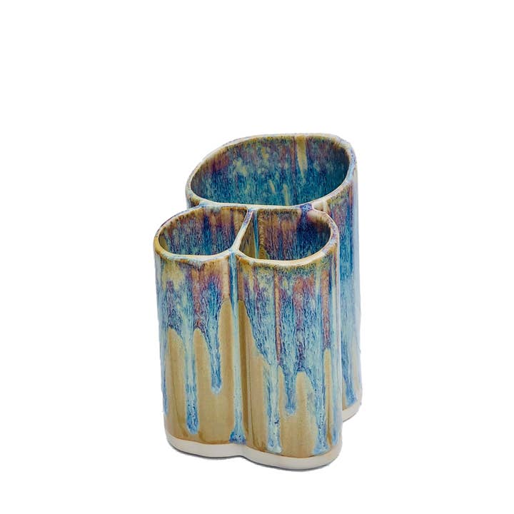 Bay Pottery – wholesale Toothbrush holder – Dual Toothbrush & Utensil Holder - Stoneware Pottery3