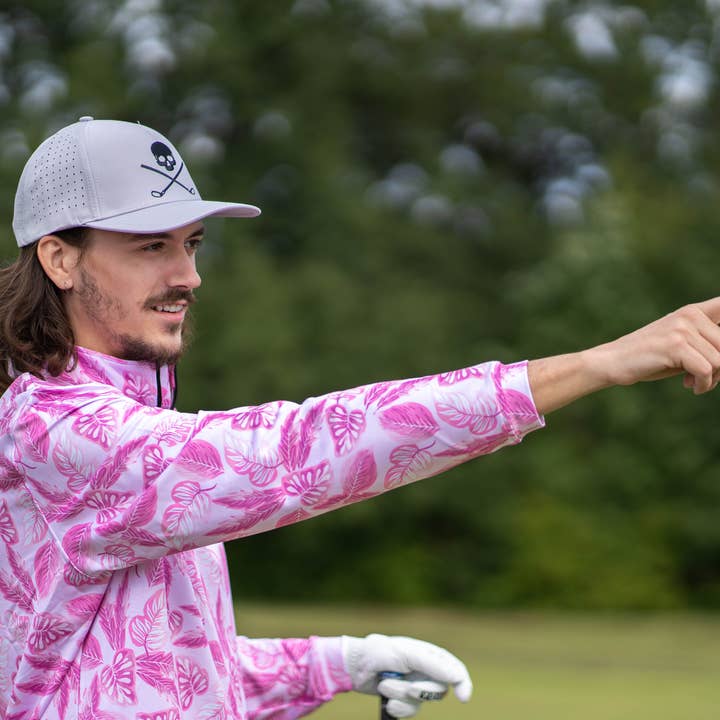 Shank It Golf - Wholesale Trucker Hat - Unisex - Skull and Crossbones Gray Golf Hat2